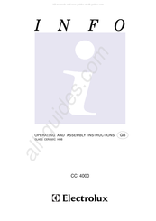 Electrolux CC 3085 Operating And Assembly Instructions Manual