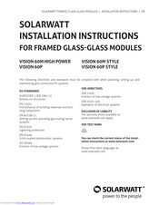 SOLARWATT VISION 60M STYLE Installation Instructions Manual