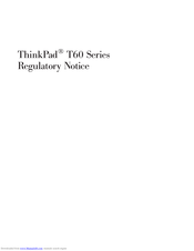 Lenovo ThinkPad T60 Series Regulatory Notice