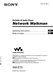 Sony NW-E75 - Network Walkman Operating Instructions Manual
