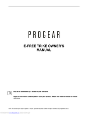 ProGear E-FREE TRIKE Owner's Manual