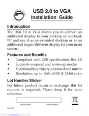 SIIG USB USB 2.0 to VGA Installation Manual
