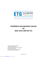 ETG LDO AC 3.0 Installation And Operation Manual