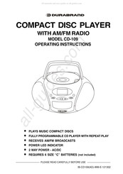 Duraband CD-109 Operating Instructions Manual