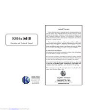 Knox Video RS16x16HB Operation And Technical Manual