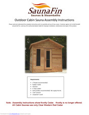 SaunaFit Cedar Cabin Sauna Assembly Instructions Manual