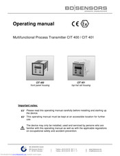 BD Sensors CIT 400 Operating Manual