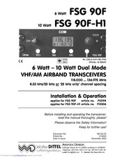 Walter Dittel FSG 90F-H1 Installation & Operation Manual