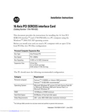 Allen-Bradley 16 Axis PCI SERCOS Installation Instructions Manual
