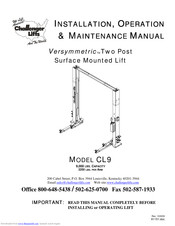 Challenger Lifts Versymmetric CL9 Installation, Operation & Maintenance Manual