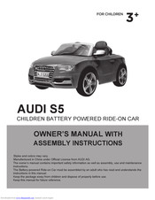 Jiaxing Xuma Ride On AUDI S5 Owner's Manual With Assembly Instructions