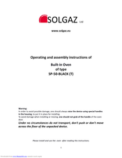 Solgaz SP-50-BLACK (T) Operating And Assembly Instructions Manual