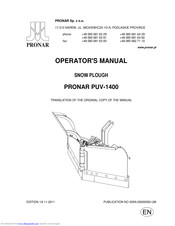 PRONAR PUV-1400 Operator's Manual