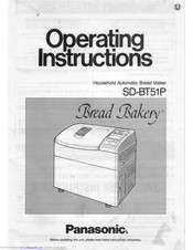 Panasonic Bread Bakery SD-BT51P Operating Instructions Manual