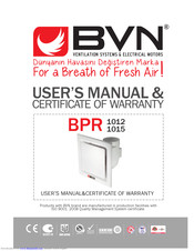 BVN BPR 1012 User Manual & Certificate Of Warranty