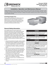 Greenheck RSF Installation, Operation And Maintenance Manual