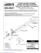 Corbin Russwin Rim & SecureBolt ED4200S series Installation Instructions Manual