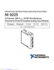 National Instruments NI 9225 Operating Instructions And Specification