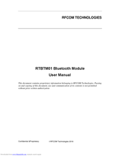 RFCOM TECHNOLOGIES RTBTM01 User Manual