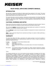 Keiser Rear Wheel Drive Bike Owner's Manual