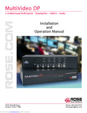 Rose electronics MultiVideo DP MDM-4T2DP-A1 Installation And Operation Manual