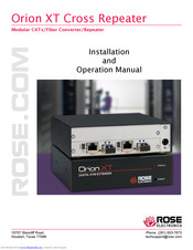 Rose electronics Orion XT OX2-CNV-01SS Installation And Operation Manual