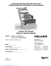 Felker ST15E Operating Instructions And Parts List Manual