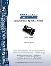 BROADCAST TOOLS Status Sentinel Installation And Operation Manual