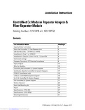 Allen-Bradley ControlNet Ex 1797-RPFM Installation Instructions Manual