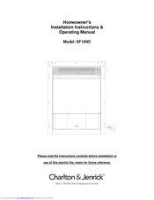 Charlton & Jenrick EF16NC Installation Instructions & Operating Manual