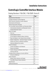 Allen-Bradley ControlLogix ControlNet B Series Installation Instructions Manual
