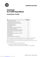 Allen-Bradley ControlLogix 1756-OA8 Installation Instructions Manual