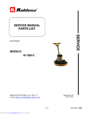 Koblenz B-1500-C Service Manual And Parts List