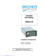 Becker GK615-X Installation And Operation Manual