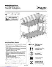 DREAMS Jade Single Bunk Assembly Instructions Manual