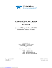 TELEDYNE API T200U NOy Operator's Manual