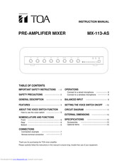 Toa MX-113-AS Instruction Manual