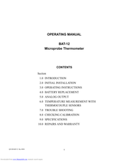 PHYSITEMP BAT-12 Operating Manual