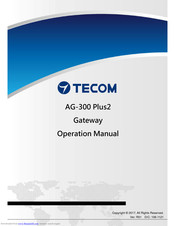 tecom AG-300 Plus2 Operation Manual