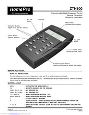 homepro ZTH100 Operating Instructions Manual