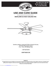 Hapton Bay 51399 Use And Care Manual