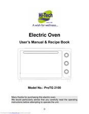 Hi-Tech ProTG 2100 User Manual & Recipe Book