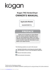 Kogan KAGVNTDRY7A Owner's Manual