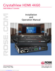 Rose electronics CRK-SRDTX0H1-ASR/P Installation And Operation Manual