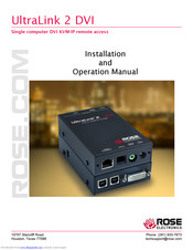 Rose electronics UL2-DVI/SW Installation And Operation Manual
