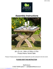 Zest 4 Leisure Harriet Table Assembly Instructions