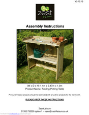 Zest 4 Leisure Folding Potting Table Assembly Instructions