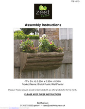 Zest 4 Leisure Bristol Rustic Wall Planter Assembly Instructions
