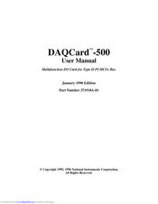 National Instruments Corporation DAQCard-500 User Manual