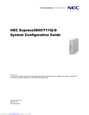 NEC Express5800/T110j-S System Configuration Manual
